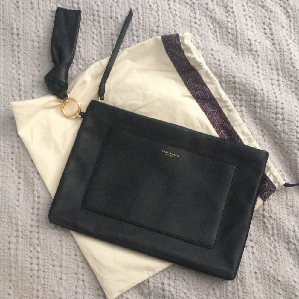 Tory Burch Beau Leather Pouch Wristlet